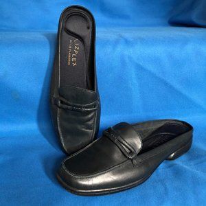 8.5M LIZ CLAIBORNE FLEX leather slip on mule navy